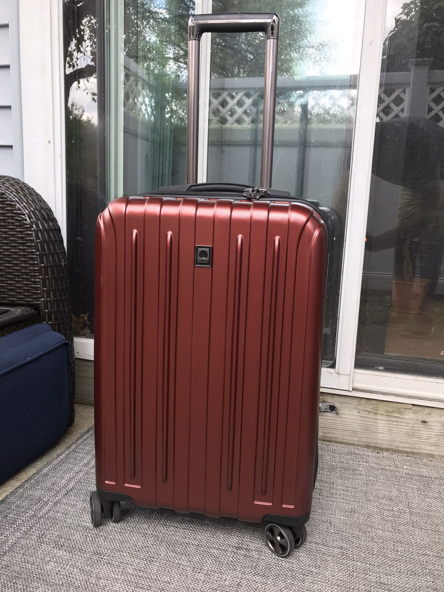 Delsey Carry-On Spinner Luggage, Red Graphite, 20" Carbonite Hard
