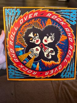 KISS Rock and Roll Over Vinyl Record with case sleeve and stickers