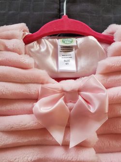 Little me pink faux fur jacket