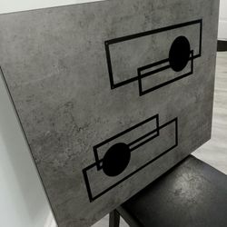 Large Abstract Wall Art with attached Metal Shapes