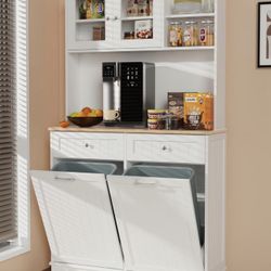 Storage Coffee Bar And Tilt Out Trash Cans