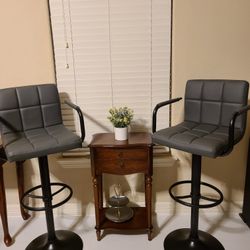 2 Gray Bar Stools With Arms Brand New 