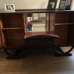 Vintage Art Deco- Style Wooden Sideboard/ Bar Cabinet-Beautility