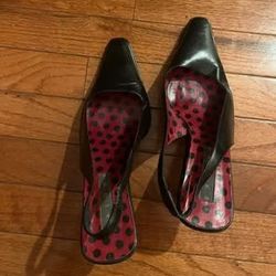 Paloma Black/Red Polka Dot Dotted Heels