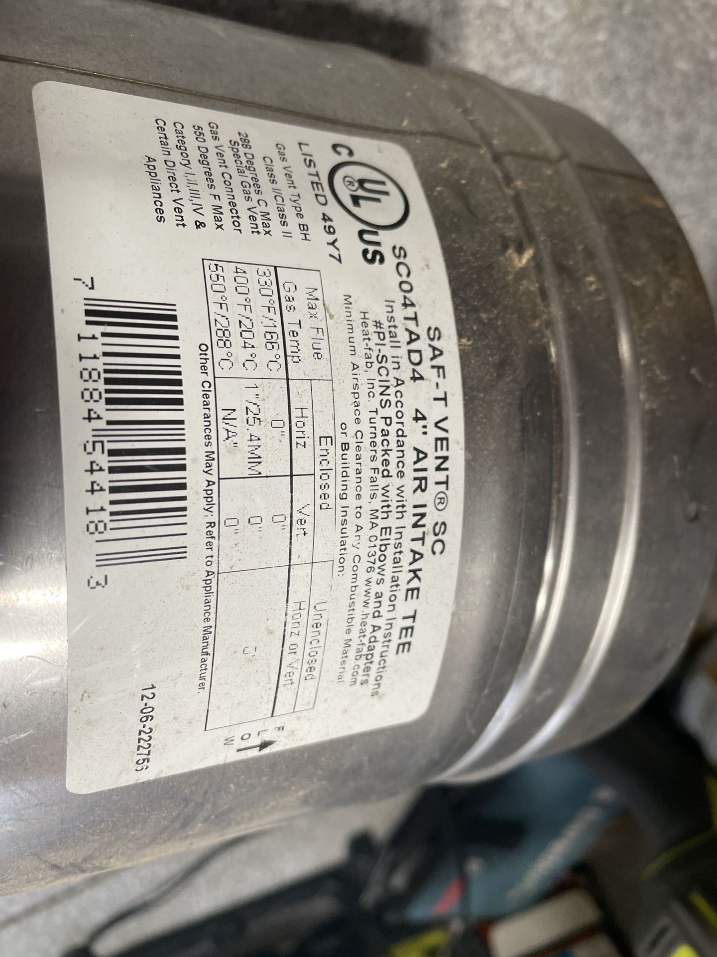 Heat-fab 4” saf-T vent SC04TAD4
