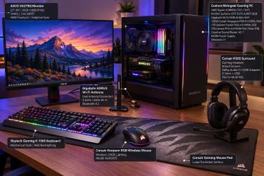 High-End Gaming / Workstation PC Setup – Ryzen 9 | RTX 2070 SUPER | 128GB RAM | 3TB NVMe | 27" ASUS 144Hz Monitor