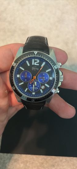 Lacoste men’s black leather watch