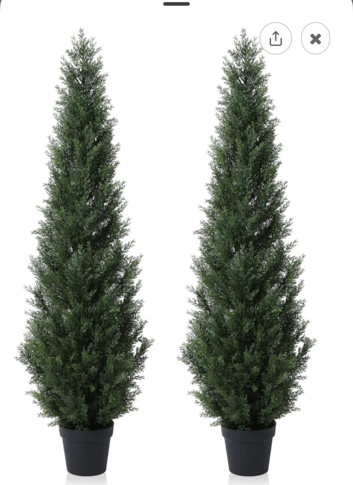 DR.Planzen 5 ft. Artificial Indoor/Outdoor Topiary Cedar Tree, Fake Cypress Trees, Fake UV Resistant Potted Plants(Set of 2)
