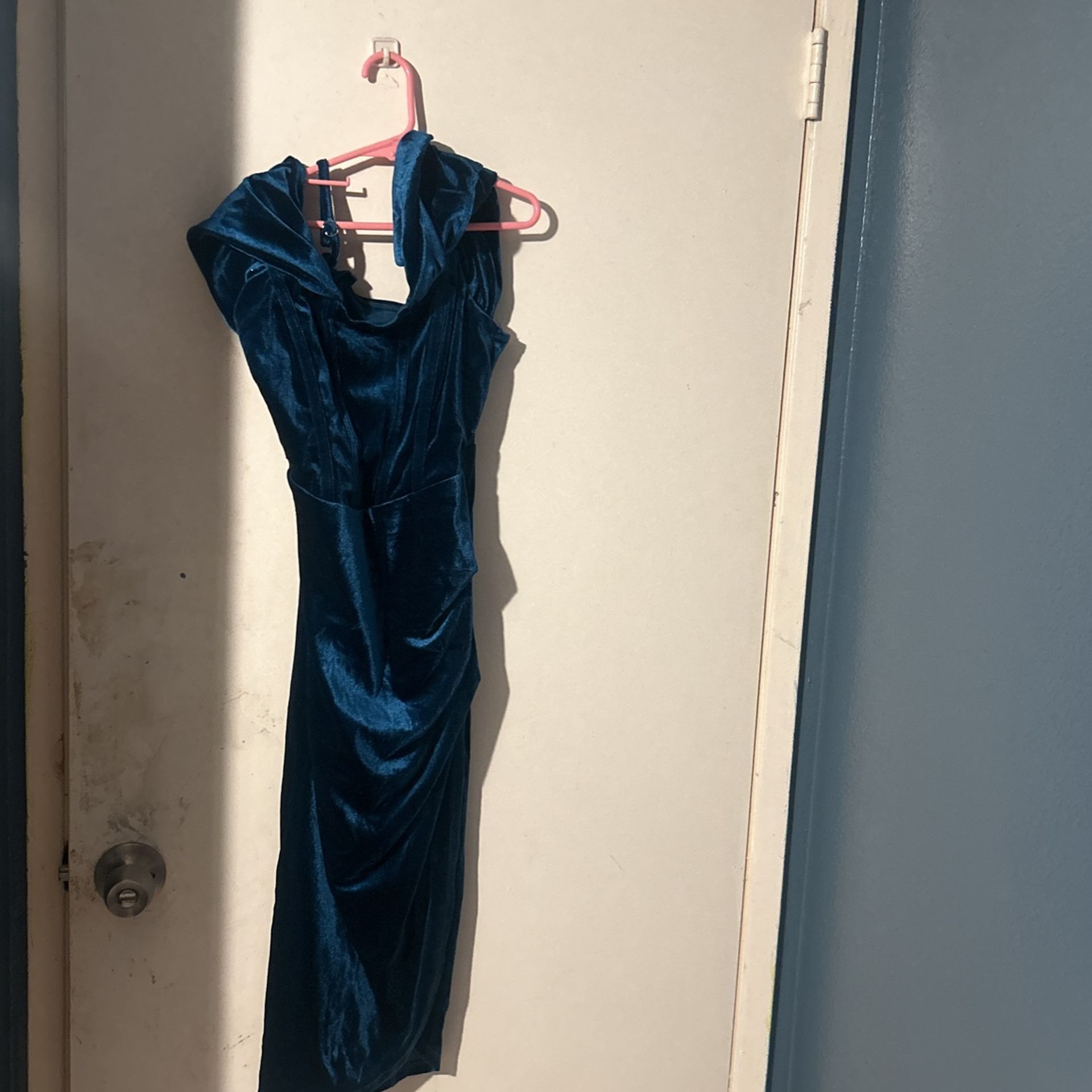 teal blue stretch medium dress