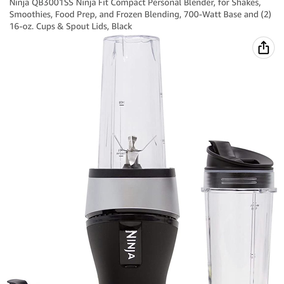 Ninja QB3001SS Ninja Fit Compact Personal Blender, for Shakes, Smoothies,  Food Prep, and Frozen Blending, 700-Watt Base and (2) 16-oz. Cups & Spout  Lids, Black in 2023