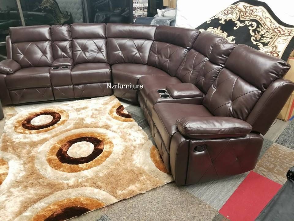 Super Sale !! Brown Living Room Recliner Sectional