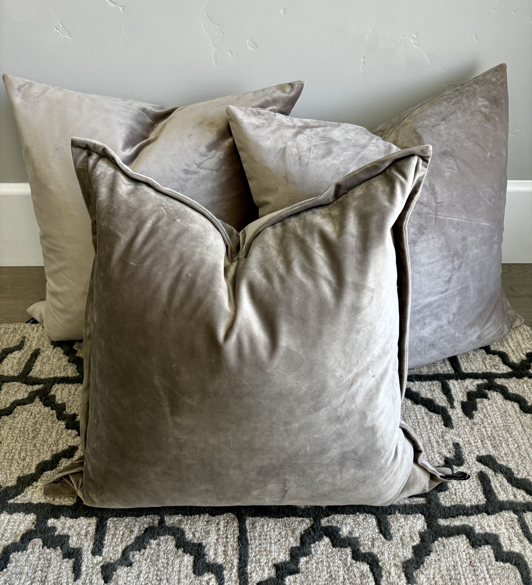 Set Of 3 Decorative 20” Velvet Down Throw Pillows 