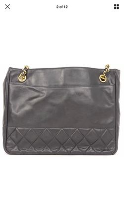 Authentic Chanel Black Lambskin Shoulder Tote