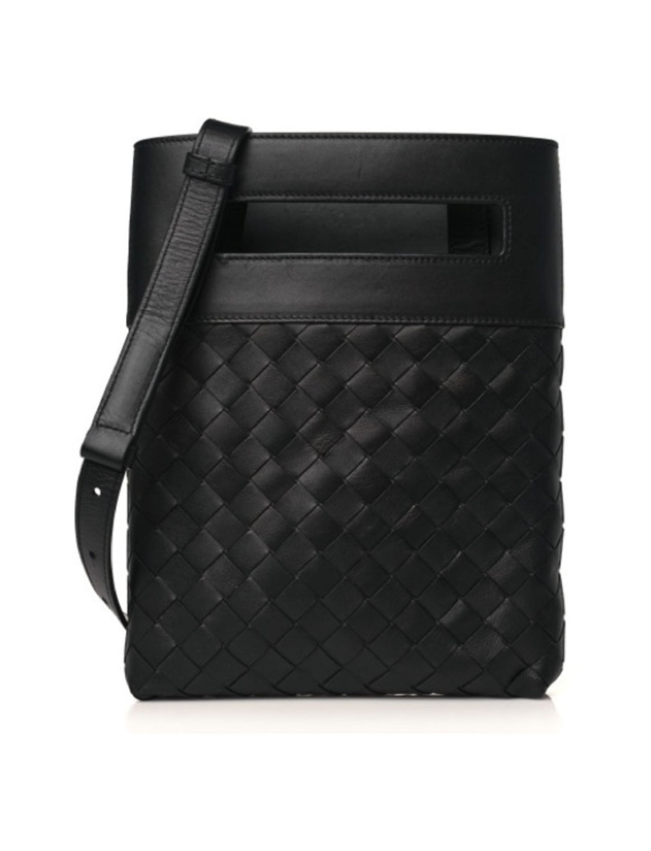 BOTTEGA VENETA Nappa Intrecciato VN leather Crossbody Messenger Bag Black