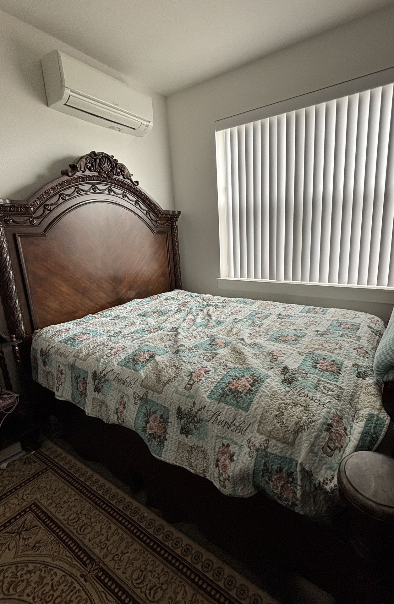 Bed Frame + Wooden Cabinet