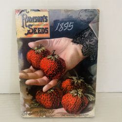 Antique primitive vintage strawberries seeds hand Victorian garden Wooden Plaque