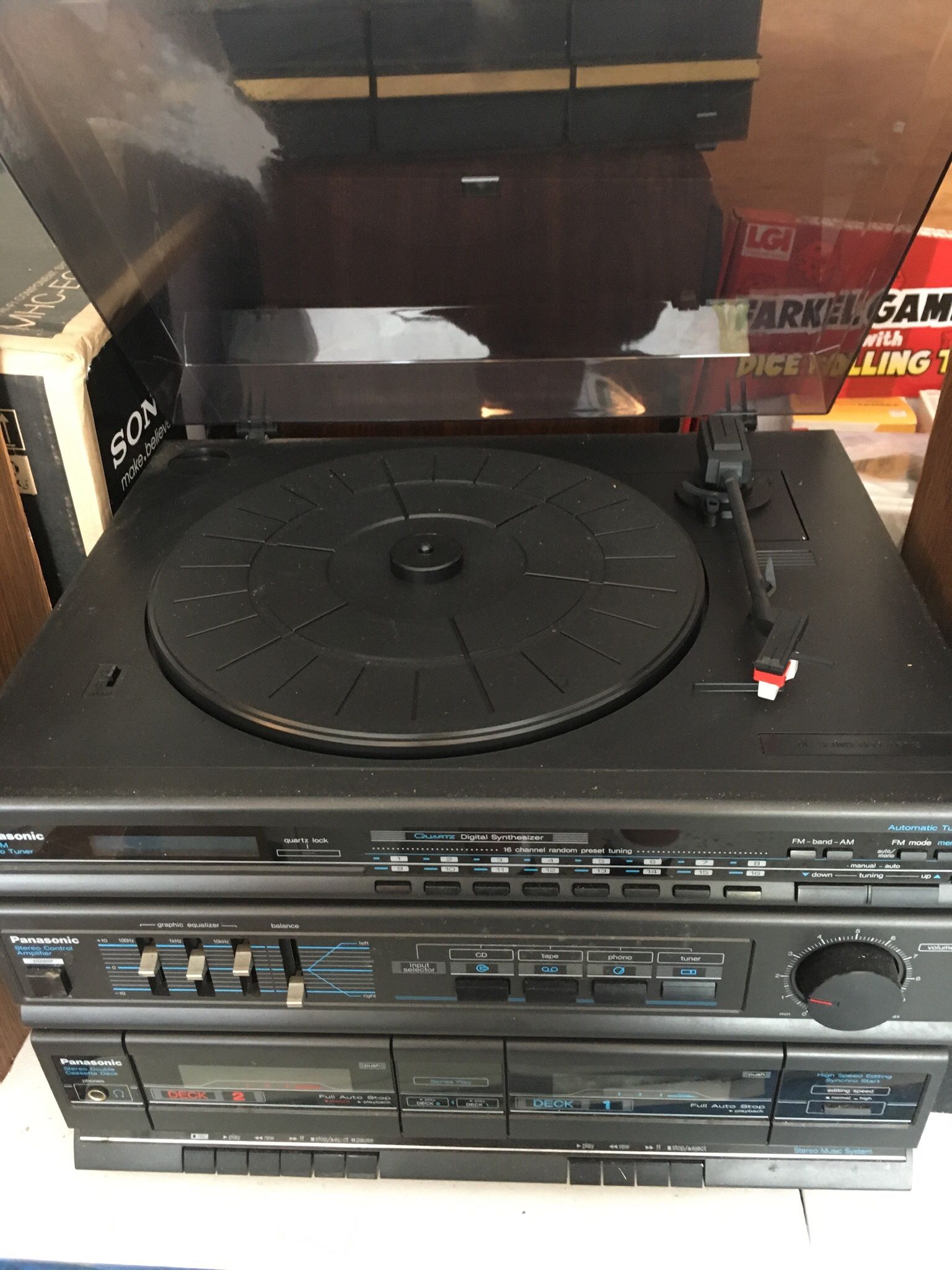 Panasonic AM/FM Stereo Tuner , Amplifier, Turntable , Double Cassette , With Speaker’s