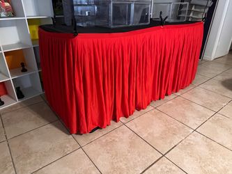 Red Pleated Table Skirt Ruffled