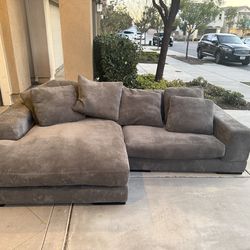 Grey sectional L shape couch with chaise
