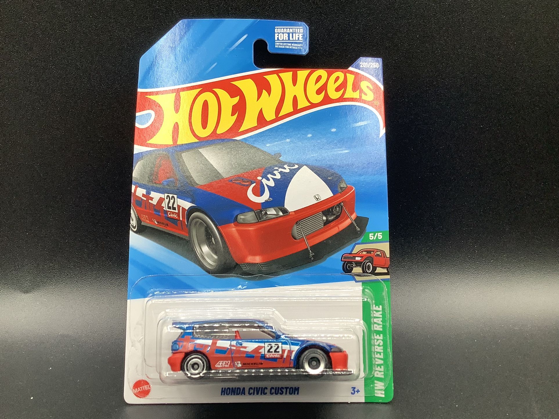 Hot Wheels 2025 Red Blue Honda Civic Custom 201/250 HW Reverse Rake 5/5 L Case