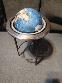Gemstone Blue 8 inch Table Globe with stand, 14 inches in Height
