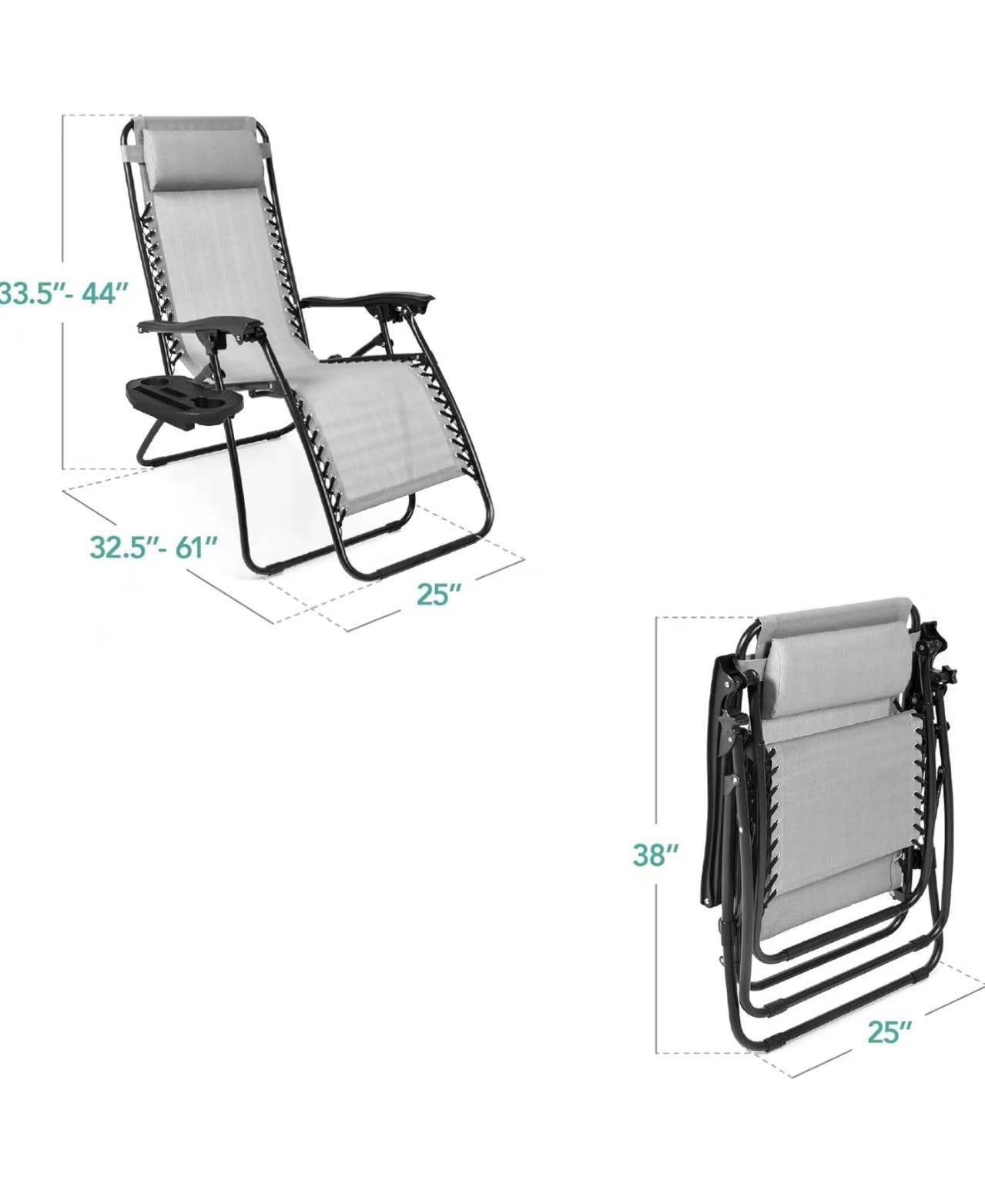 🌊ON SALE🌊 Set of 2 Adjustable Steel Mesh Zero Gravity Lounge Chair