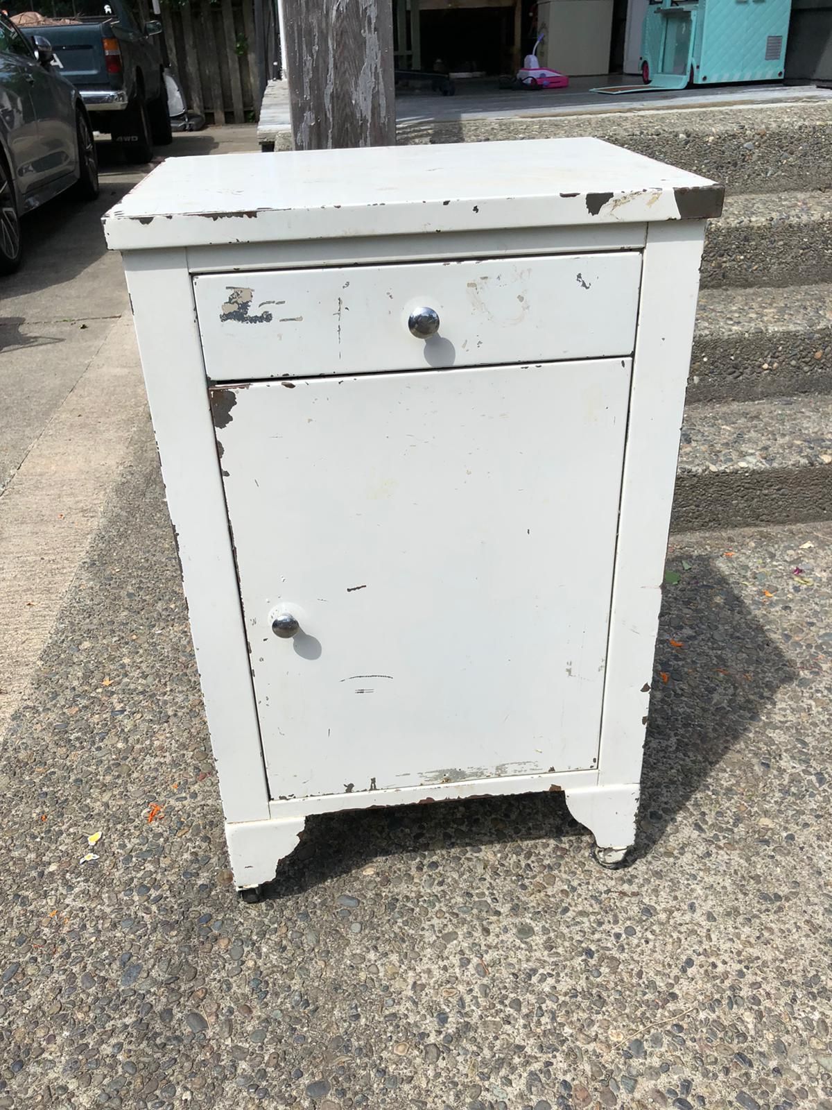 Vintage Antique Shabby Chic Metal Cabinet