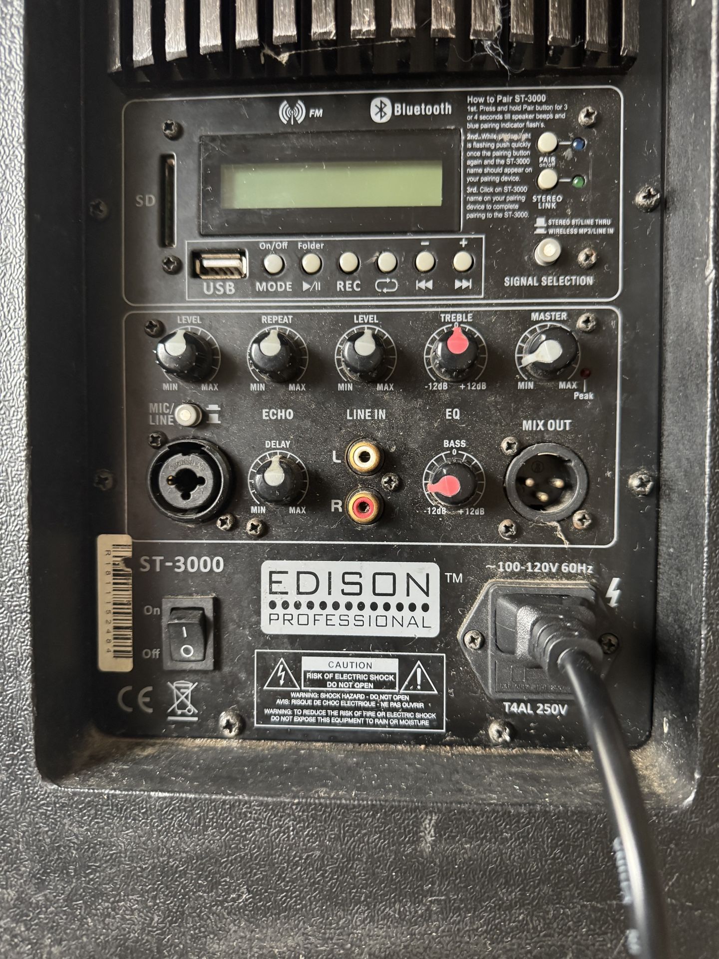 Edison Professional St-3000 Multi-Function Loud Speaker and PA System, Black ST3000