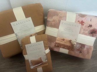 Casaluna linen blend sheet  logo shells gas station car
