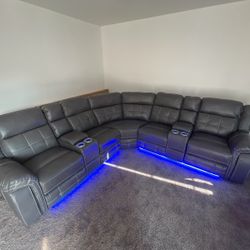 CHARCOAL GREY POWER BRAND NEW RECLINING SECTIONAL SAME DAY DELIVERY 