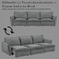 Brand New Grey Plush Chenille Adjustable Sofa Sleeper 