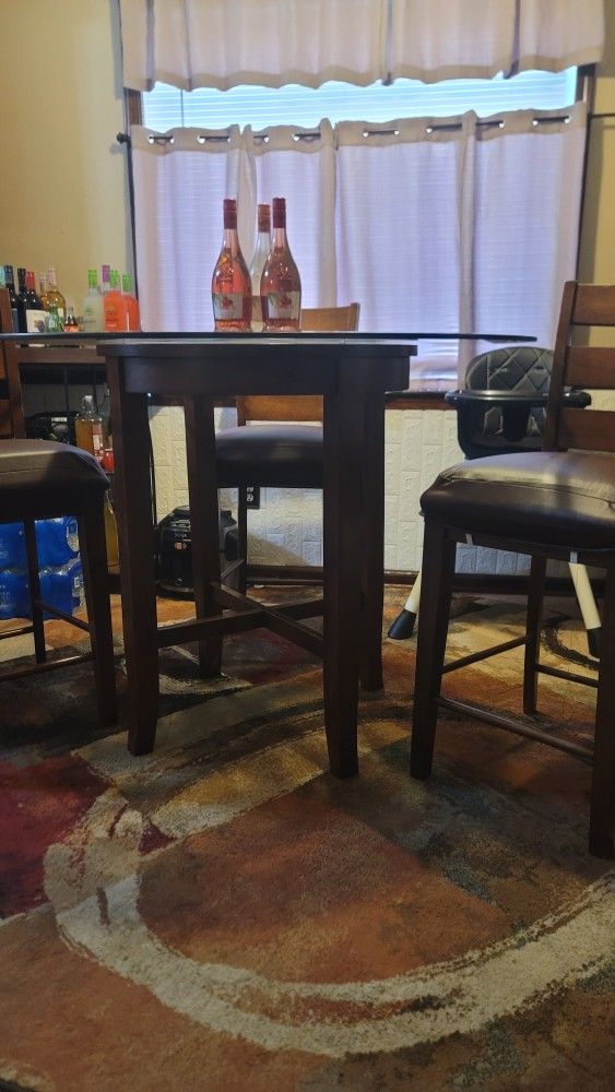 Kitchen Table, Glass, Brown, 