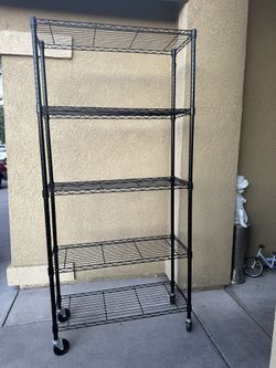 5 tier  metal shelf  with wheels