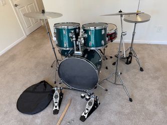 Complete 5 piece drum set by Sunlite Gretsch snare new double pedal fixed cymbals stands throne $375 cash in Upland 91784
