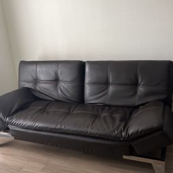 Sofa bed Leather Black 
