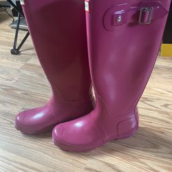 Pink Gloss Tall Hunter Boots 