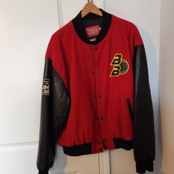 Men's Leather "Black Baseball" Jacket - Vintage XL