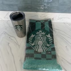 Starbucks Knit Scarf and 20 oz Stainless Steel Tumbler
