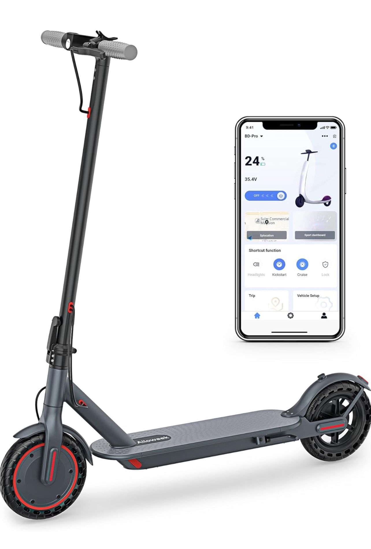 Electric Scooter, 10" /8.5" Solid Tires, 500W/350W Motor,19/22Mph, 22/28/52 Miles Long Range, Folding E-Scooter with Dual Suspension and Braking Syste