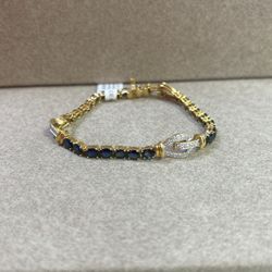 Fashion Diamond And Sapphire Gold Bracelet 
