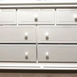 White Solid Wood Dresser & Matching Tall Chest