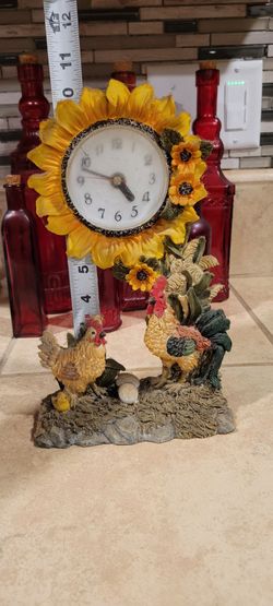 Rooster Sunflower Clock