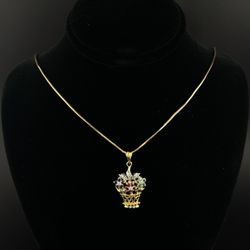 Gorgeous Gold Flower Pendant And Snake Link Chain 
