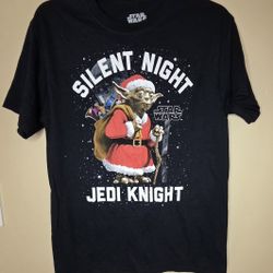 Star Wars Yoda Silent Night Jedi Knight Xmas Black Tee-shirt 