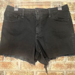 Universal Thread Women's High-Rise Midi Black Frayed Jean Short | sz 10