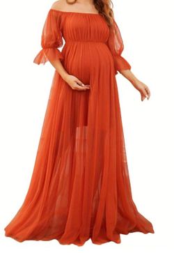 Maternity Dress Orange Size L