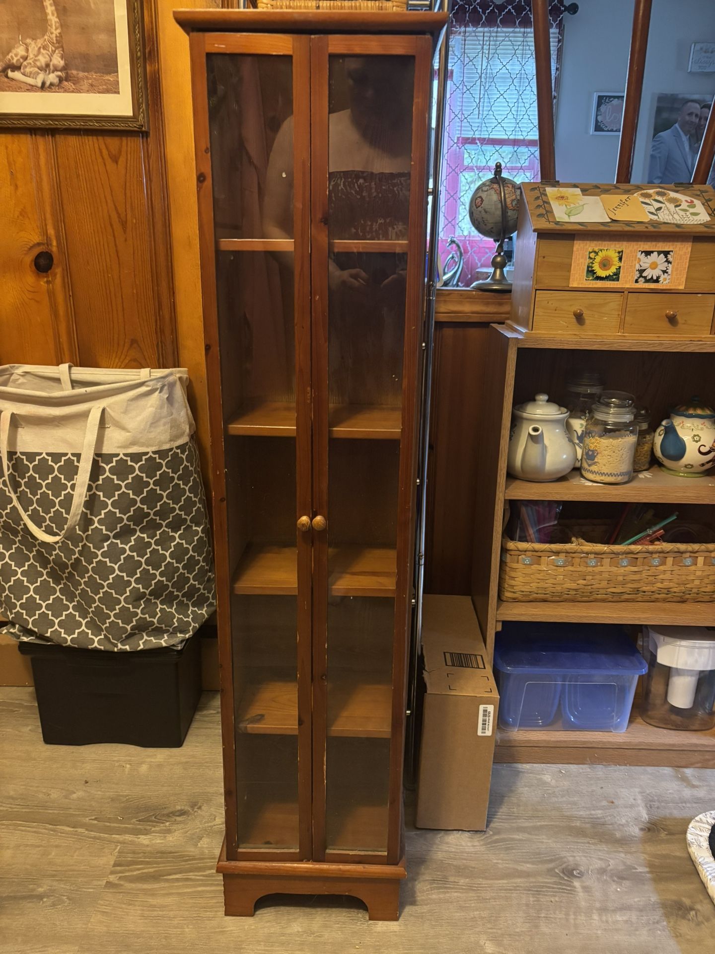 Wooden Curio Case With Glass Doors