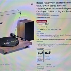 New In Box, SeeYing Record Player Vinyl Bluetooth Turntable