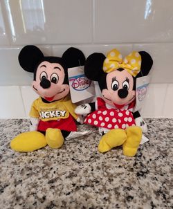 Disney Mickey Mouse + Minnie Mouse Spirit Of Mickey Bean Bag Plush Set - New With Tags