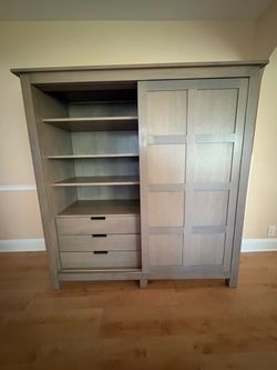 Beautiful Room & Board Gray Wooden Armoire/Cabinet